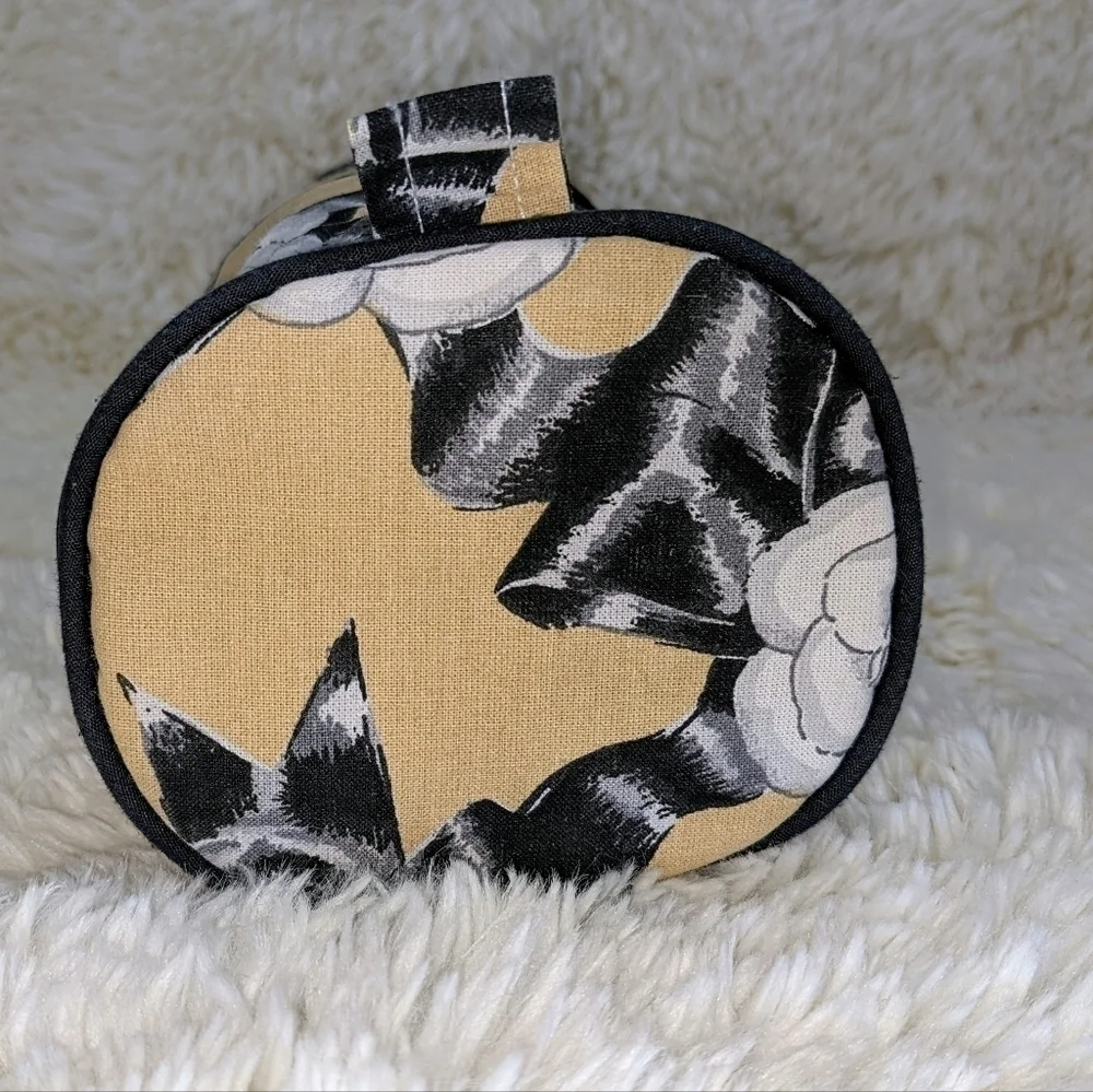 Vintage Chanel Camellia Rose Cosmetic Makeup Bag with Tassel